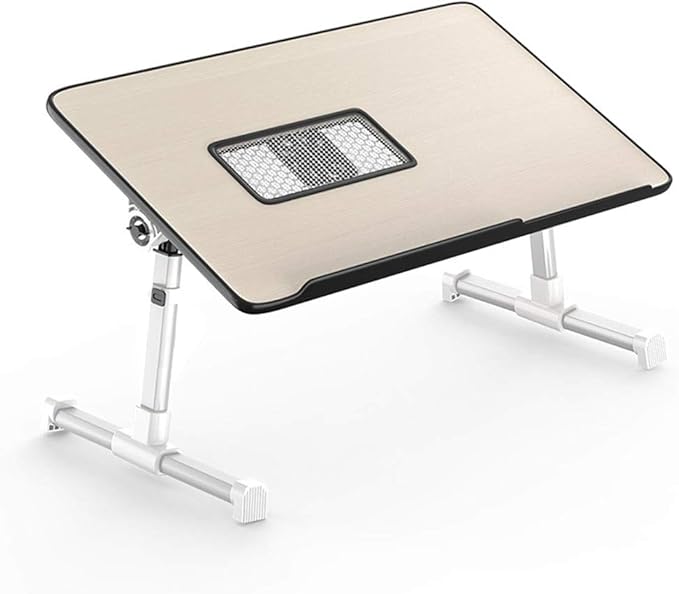 Tables Laptop with Cooling Fan - Adjustable Panel Folding Leg Chair Suitable for Bed Sofa (Black 52x30cm)