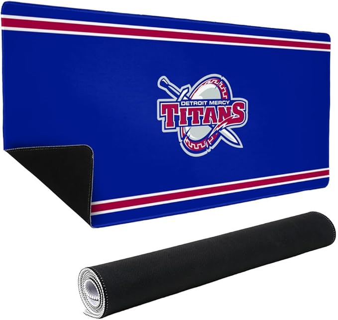 University of Detroit Mercy Titans Primary Logo Stripes Large Gaming Mouse Pad Desk Mat with Stitched Edges Non-Slip Base for Gamer Home and Office 31.5 x 15.7