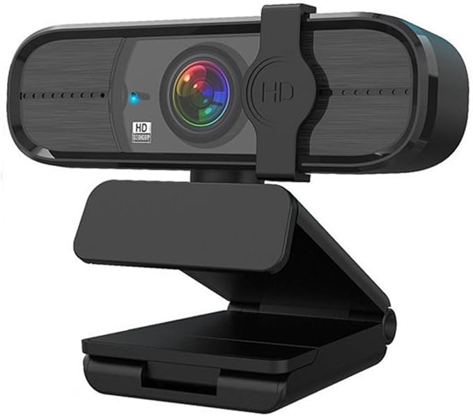 GIZNXBA Webcam for PC Laptop Desktop Computer USB Webcam with Microphone 360° Rotation Pan &amp Tilt Privacy Shutter Streaming Camera for Meeting/Online Video Calls(Black B2K)