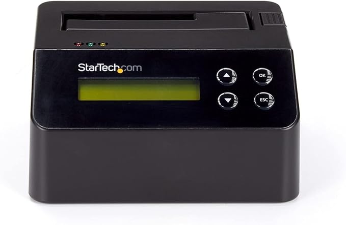 StarTech.com Single Bay Hard Drive Eraser Standalone HDD/SSD Disk Wiper/Sanitizer 4Kn USB 3.0 to SATA III 9 Erase Modes LCD RS232 Printer Port Hardware Erasing Tool TAA Compliant (SDOCK1EU3P2)