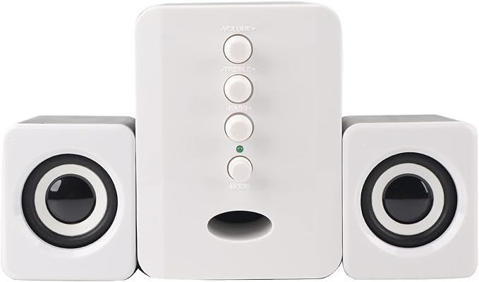 Computer Speaker Mini USB 2.1 Wired Combination Speaker Bass Music Player Subwoofer for Phone Laptop PC for Home Office (Black and White)