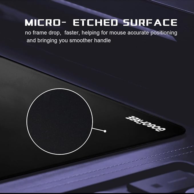 Glass Gaming Mouse Pad Professional Esport Tempered Glass Mouse Pad Ultra-Smooth Micro-Etched Surface for Top Speed and ControlHard Mousepad Black (15.7'' x 11.8'')