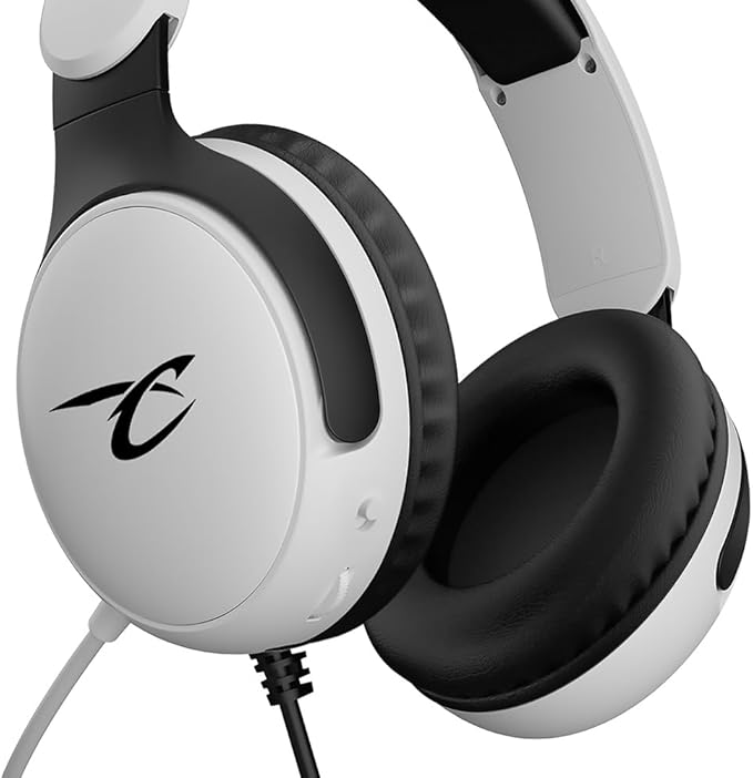 Subsonic - Astra gaming headset for PS5 PS4 PC Xbox gamer headset with 40 mm speakers tiltable microphone integrated volume control and mute button - White and black