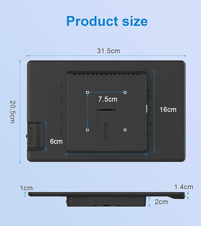 13.3'' Portable Touch Screen MonitorVESA Touchscreen Display1080P 10-Point HDMI VGA Port Ultra-Slim Portable Laptop Touchscreen Monitor for PC MacBook Phone PS Xbox(13.3 inch) 1