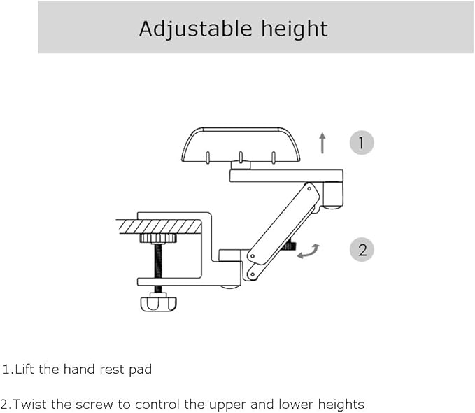 FUZADEL Ergonomic Arm Rest for Desk Rotating Computer Arm Support Clamp On Office Elbow Rest Arm Support Shelf Hand Rest 360 Degrees Rotatable Desk Tray