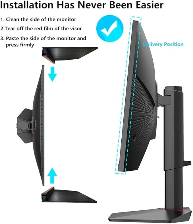 24-27 inch Monitor Hood Anti-Glare Sunshade 180 Adjustable Protects Eyes &amp Privacy for 24 inch LED Monitor