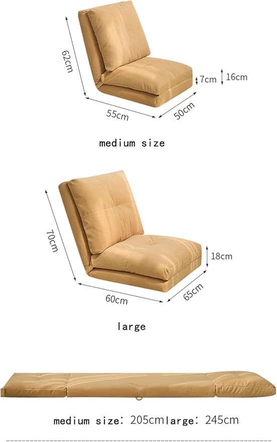 ELEFOCUS Floor Folding ChairAdjustable Lazy Sofa Bedwith Back Support for Reading Resting Gaming Black- Large(PinkLarge)