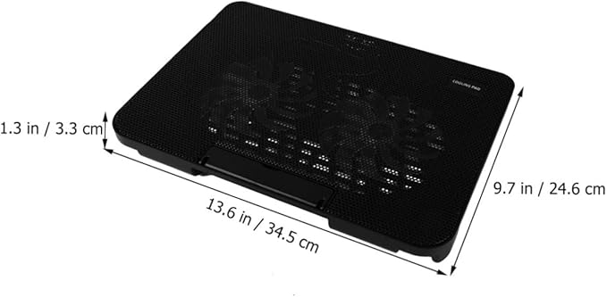 HOMSFOU Portable Laptop Cooler with USB Powered Fans Notebook Cooling Mat for Enhanced Heat Dissipation Energy Saving Black