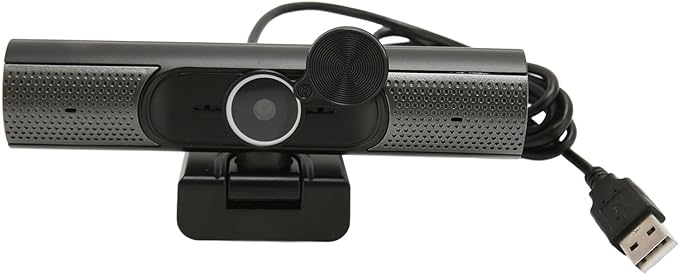 GOTOTOP USB Webcam 2K Auto Focusing PC Camera with Noise Reduction Microphone HiFi Speaker for Desktop and Laptop Video Conferencing and Streaming