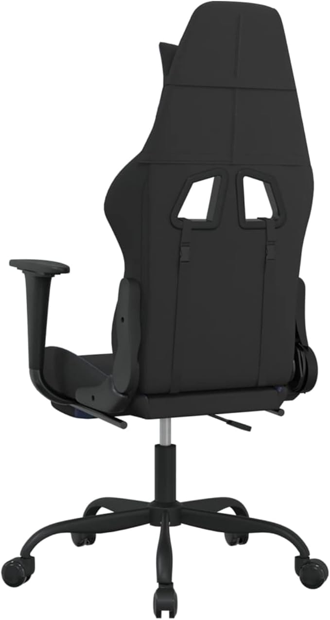 Gaming Chair with Footrest Black and Blue Fabric