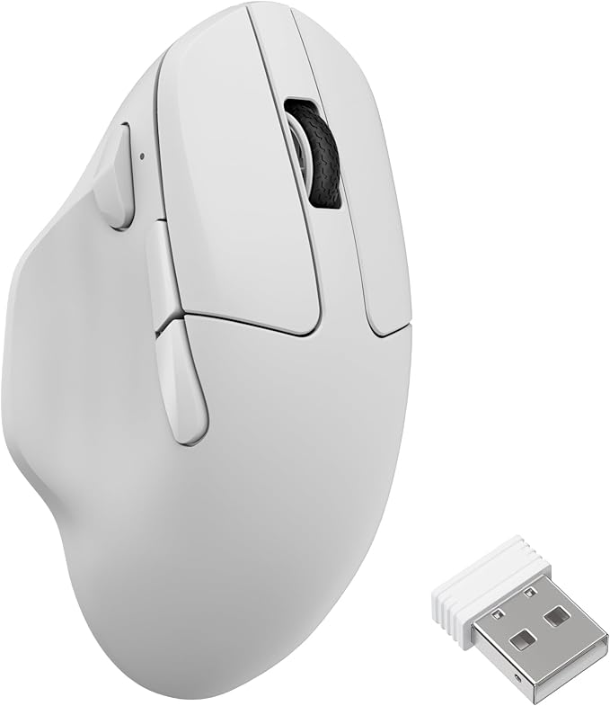 Keychron M7 8K Wireless Mouse 30K DPI Optical Computer Mice 2.4 GHz/Bluetooth/Wired with Macro Button 66g Lightweight Ergonomic Up to 140 Hours Worktime for Laptop macOS/Windows - White