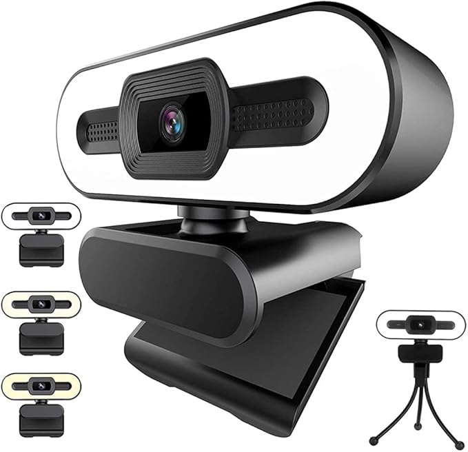 2K Webcam with Microphone with Light LED Computer Camera for Zoom Video Conferencing PC Laptop