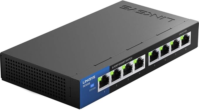 Toshiba Canvio Basics 2TB Portable External Hard Drive USB 3.0 Black - HDTB520XK3AA &amp Linksys SE3008: 8-Port Gigabit Ethernet Unmanaged Switch Computer Network Auto-Sensing Ports