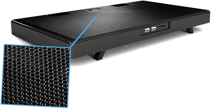 USB Laptop Cooling Pad Adjustable Height Fans -Skid Design and Dual USB Ports Multi-Angle Notebook Cooler Stand for Heat Dissipation Black