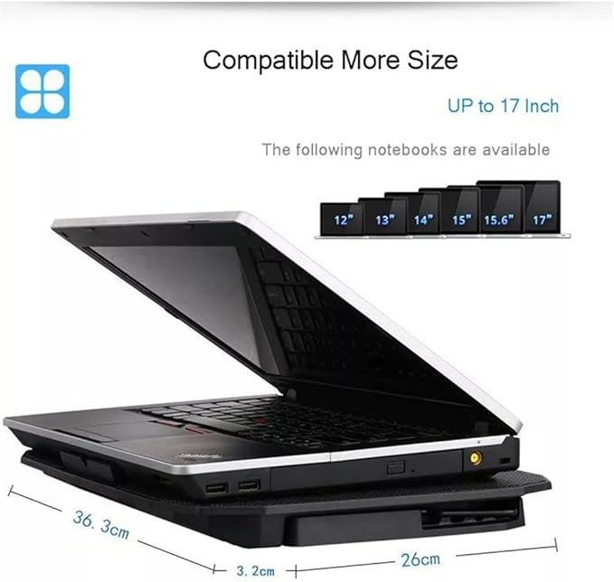 Laptop Cooling Station 2 USB and 2 Adjustable Speed Cooling Fans for 12-15 Laptops (Color : A Size : 36.3 * 26cm)