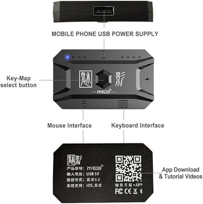 Docooler Half Hand Keyboard and Mouse Combo 25 Keys Single Handed Wired RGB Keyboard and Gaming Mouse Converter Support Customize Button for Android PC Gaming Player