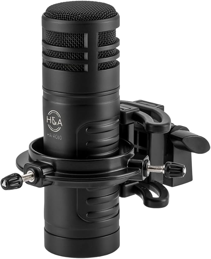 H&ampA AC60 Hypercardioid Dynamic Studio Microphone XLR 20-2000Hz Shock Mount Windscreen Zippered Bag