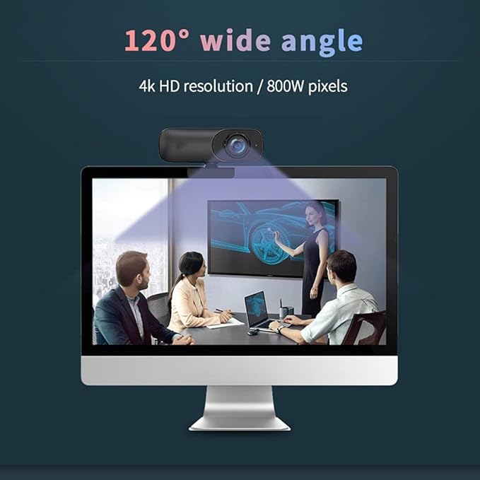Webcam 4K UHD 3840 * 2160P Web Cam 800W Pixels Computer Camera 120° Wide Angle Microphone