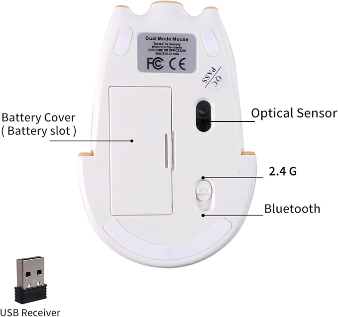 Cute Bluetooth Wireless Mouse with 2.4GHz USB Receiver Cartoon Pig Dual Mode Computer Mouse Silent Clicks Optical Mice for Laptops Mac iPad PC Chromebook Office Students Home Gift(Yellow)