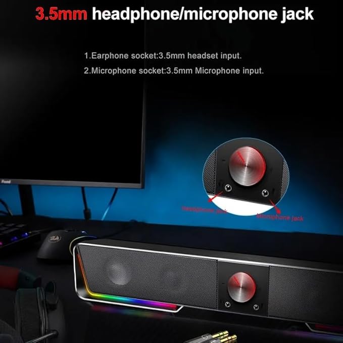 Support Aux 3.5 Surround RGB Speakers Column Sound Bar for Computer PC Loudspeakers