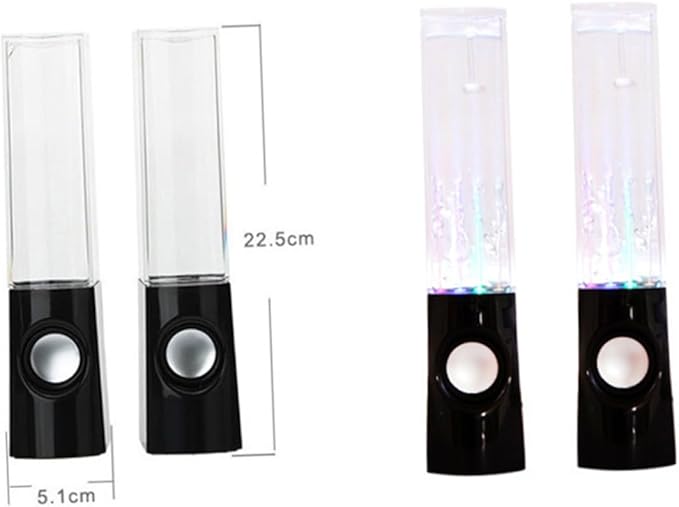 ARTIBETTER Colorful Led Music Fountain Speakers with Stereo Sound for Pc Smartphone and Laptop Water Dancing Effect Compatible with Devices for Parties and Home Use Black