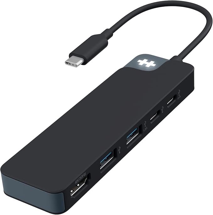 HyperDrive Flex 5-Port USB C Hub Multiport Adapter for Crisp Visuals Fast Transfers Charging — HDMI 4K30Hz 100W Power Delivery 5Gbps 2X USB-A — Windows Chrome Mac (Black)