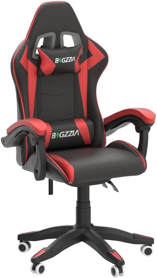 Bigzzia Gaming Chair Ergonomic Video Game Chairs with Pillow and Lumbar Support Racing Style Height Adjustable Computer Chair with 360°-Swivel Seat for Adults and Teens