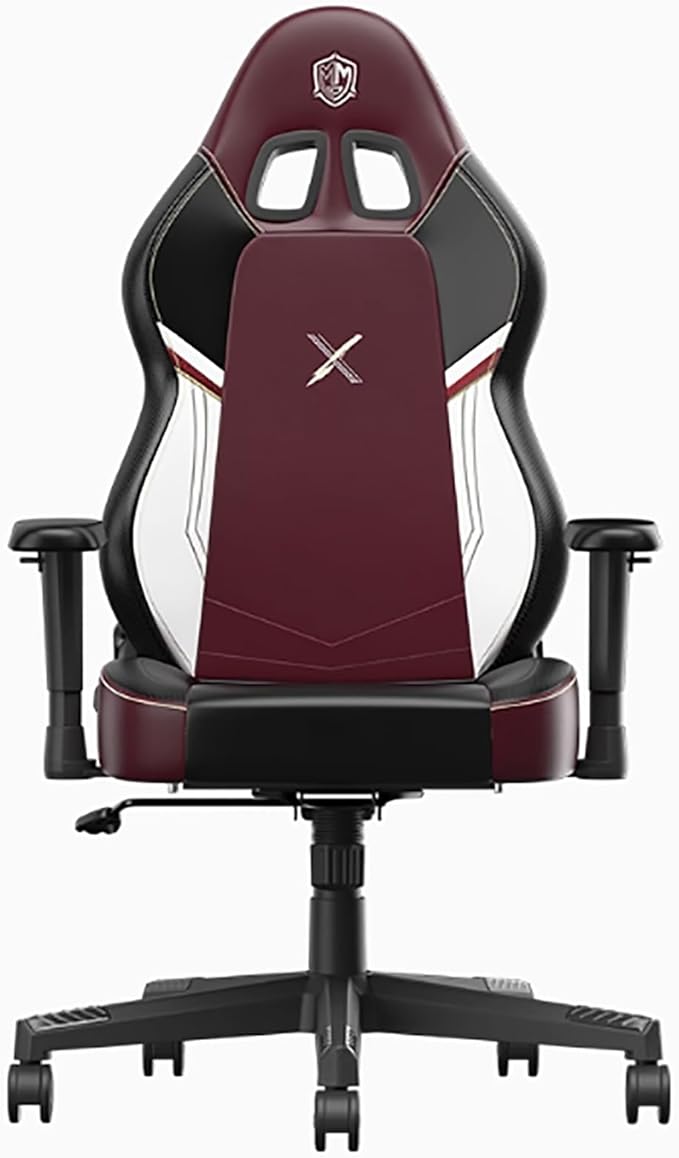 Comfortable Gaming Chair for Adults Ergonomic Leather Gaming Chairs with Armrests Adjustable Swivel Recliner Office Chair with Lumbar Support Neck Support Computer Seat (27.2*27.2*51.6in Red2)