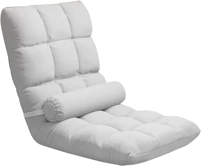 Fodalob 5-Position Adjustable Floor Chair with Back Support Folding Padded Gaming Sofa Chair for Gaming Sleeping Light Weight Chaise Lounge Indoor (Color : White)