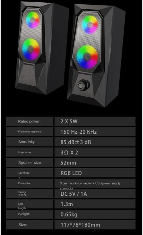 Luminous RGB Desktop Computer Audio Mini Laptop Speaker Multimedia Speakers