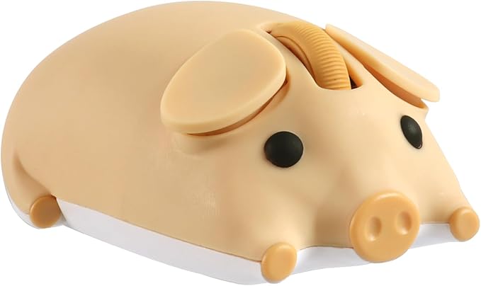 Bluetooth Mouse 2.4G Mice Cute Cartoon Pig Dual Mode (Bluetooth or 2.4 GHz Receiver) Computer Mouse 1200DPI Silent Clicks Mice for Laptop/Notebook/iPad/PC/Mac/Chromebook Office Home(Yellow)
