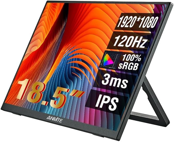 Portable Monitor for Laptop 18.5 Inch 100HZ Computer Gaming Display Metal Enclosure Mobile Display External Display for Xbox PS4 Phone with Speakers Type-C USB-C HDMI IPS FHD 1080P LED Screen