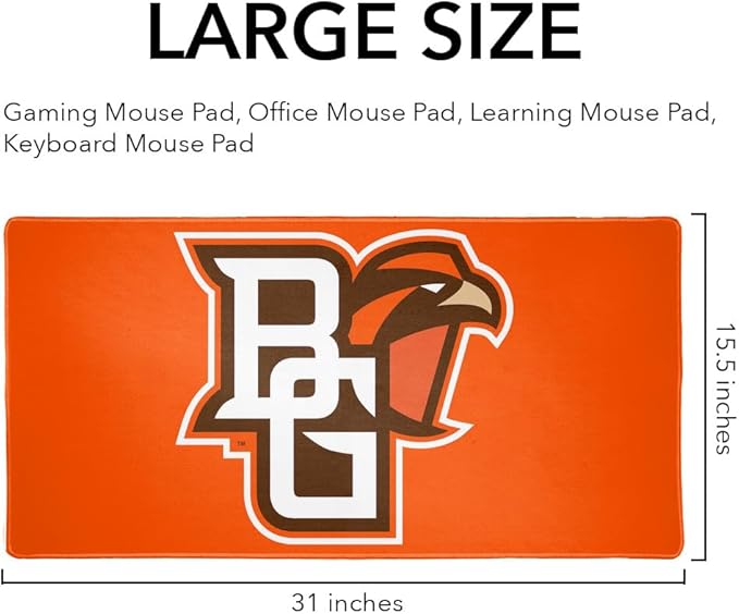 Bowling Green Primary Logo Large Gaming Mouse Pad Desk Mat with Stitched Edges Non-Slip Base for Gamer Home and Office 31.5 x 15.7