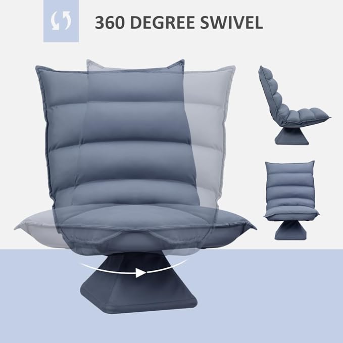 Swivel Floor Chair with Back Support Microfiber Adjustable Video Gaming Chair for Reading Lounging Meditating Gray