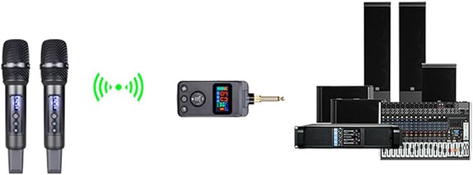 Dual None Wire Microphone Cordless Dynamic Microphone UHF Handheld Microphone with Receiver for KTV Singing