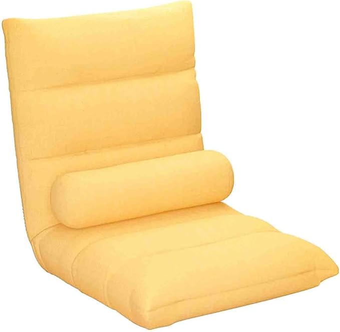 Floor Chair Adjustable 6 Angles Padded Floor Game Seating Back Support Floor Recliner Fold Flat for Meditation Reading Watching Adult Kid (Color : Yellow)