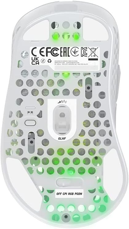 Xtrfy M4 Wireless Wireless Ultra-Light Gaming Mouse Optimised for E-Sports 2.4 GHz RF RGB Lighting Adaptable Ergonomic Right-Handed Mouse Rechargeable White