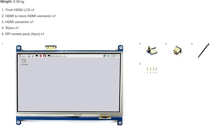 7inch Resistive Touch Screen LCD for Raspberry Pi 4B/3B+/3A+/Zero/Zero W/WH/Zero 2W CM3+/4 1024×600 Resolution HDMI IPS for Windows 11/10 / 8.1/8 / 7 (7inch HDMI LCD)