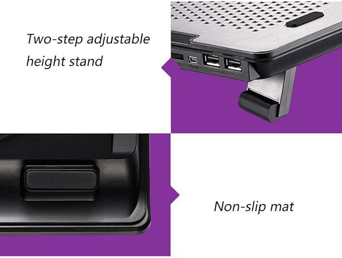 Laptop Cooling Pad USB Powered Laptop Cooler Height Adjustable Non-Slip Laptop Stand with Dual