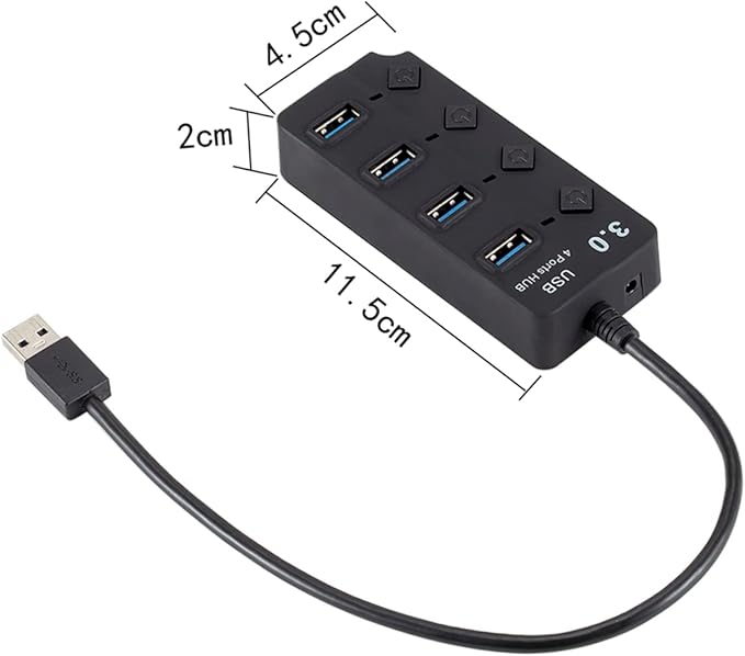 2pcs Ports USB Hub Compact USB Splitter for Laptop and Pc Fast Data Transfer and Charging for Tablets and Smartphones Black