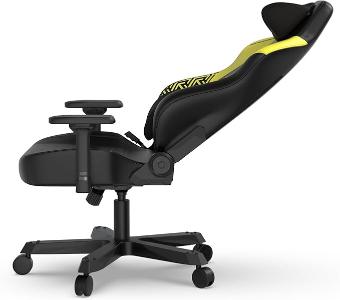 DXRacer Tank XXL Ergonomic Video Gaming Chair for Adults Office Reclining Computer Chair with Magnetic Head Pillow and Lumbar Support Racing Style Height Adjustable (EPU Leatherette Black Yellow)
