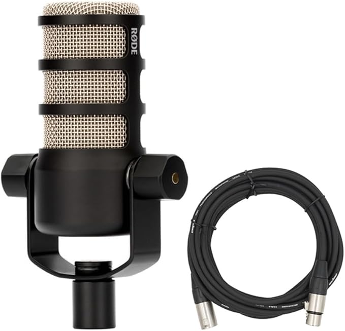 Rode PodMic Dynamic Podcasting Microphone Bundled with 20ft XLR Microphone Cable + Cleaning Cloth (3 Items)