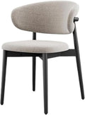 Adjustable Office Computer Chair with Armrest 1pcs Solid Wood Dining Chairs Modern Fabric Upholstered with Curved Padded Backrest(Black)