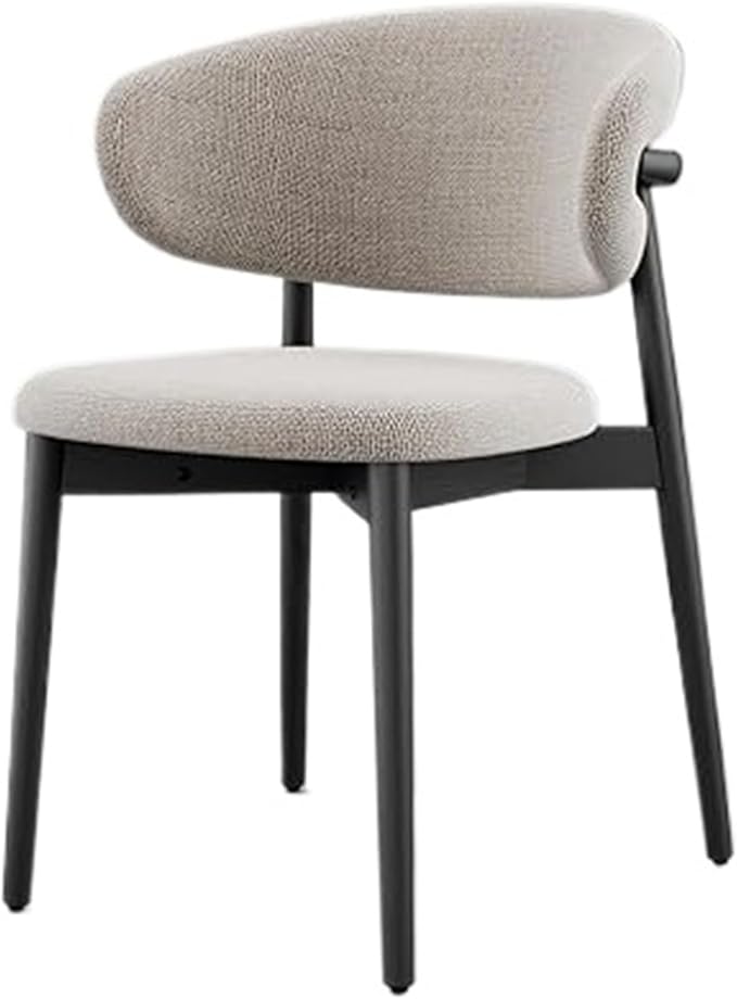 Adjustable Office Computer Chair with Armrest 1pcs Solid Wood Dining Chairs Modern Fabric Upholstered with Curved Padded Backrest(Black)
