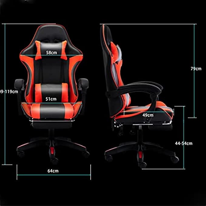 Gaming chair  Pro Gaming Chair with Arms and Wheels Ergonomic and Massage Computer Chair Home Adjustable Leisure Chair with FootrestExecutive Chair with Strong Load-bearing Capacity and Mobility M