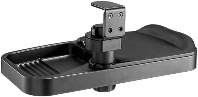 TRIPP LITE Under Desk Storage Tray Clamp-on Storage Tray w Mouse Pad Wrist Rest - Office Desk Organizer 360 Swivel 5-Year Warranty (DMUDSC)