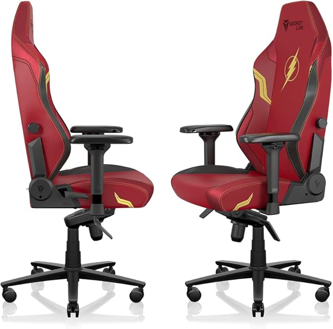 Secretlab Titan Evo Flash Gaming Chair - Reclining - Ergonomic &amp Comfortable Computer Chair with 4D Armrests - Magnetic Head Pillow &amp 4-Way Lumbar Support - Small - Red - Leatherette