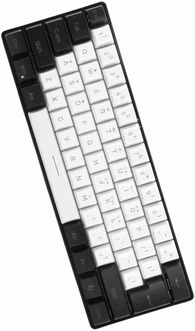 Brrnoo 61-Key Ergonomic Mechanical Gaming Keyboard with RGB LED Backlight Wired Keyboard for PC Office Use White
