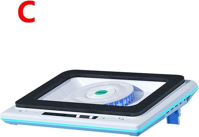 Gaming Laptop Cooling Pad Laptop Cooling Stand with 5.5inch External Cooling Fan Rapid Cooling Laptop 15.6-21inch(C White RGB Light)