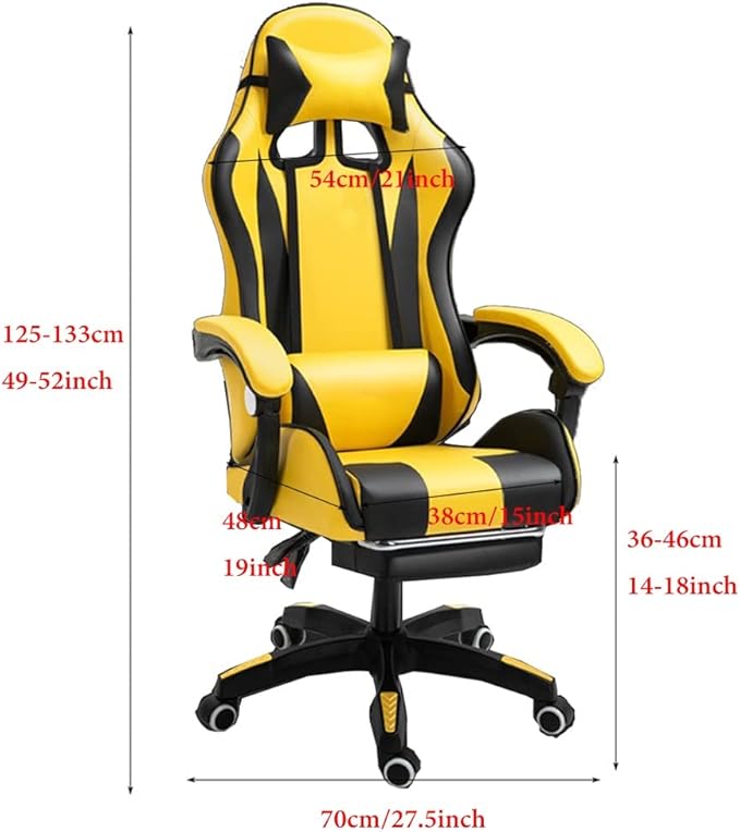 GIZNXBA Gaming Chair with Footrest Ergonomic Computer Chair Gaming Lumbar Support Backrest and Seat Height Adjustable Swivel Recliner Racing Office Chair Video Game Chair (Color : /Red)